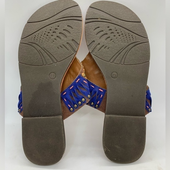 Dolce by Mojomoxy Tan Red Blue Boho Flip Flop Size 7 - Picture 7 of 7